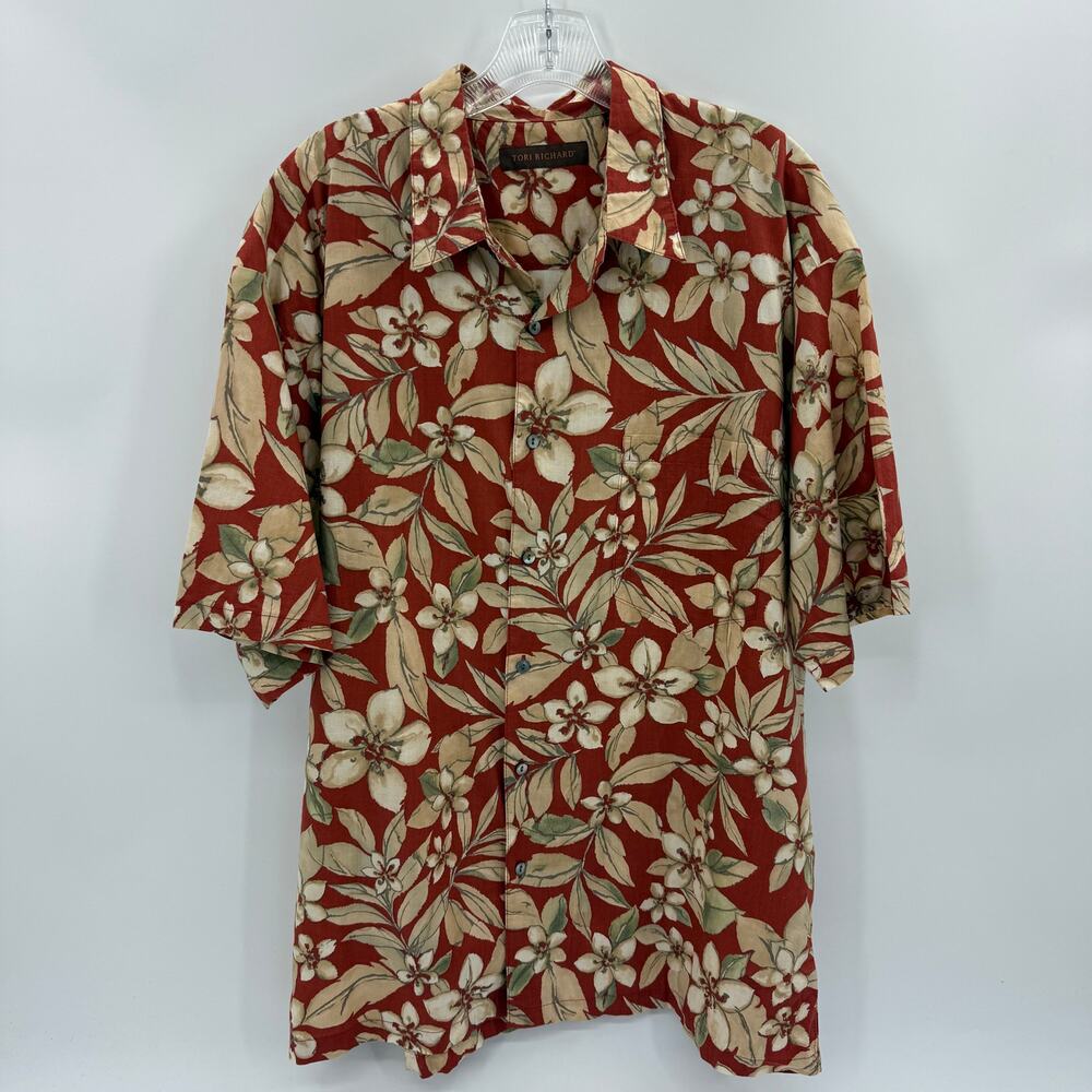TORI RICHARD Shirt Cotton Short Sleeve Casual Button Up Mens Size XL Hawaiian